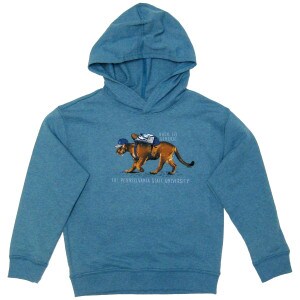 blue youth hooded sweatshirt with Back to School The Pennsylvania State University, mountain lion carrying backpack